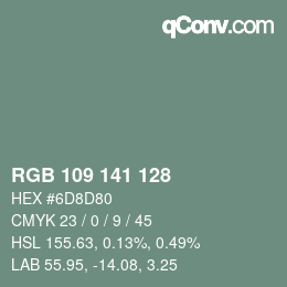 Farbcode: RGB 109 141 128 | qconv.com