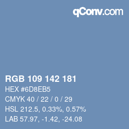 Color code: RGB 109 142 181 | qconv.com