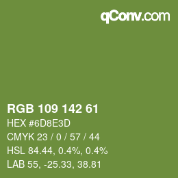 Color code: RGB 109 142 61 | qconv.com