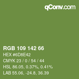 Color code: RGB 109 142 66 | qconv.com