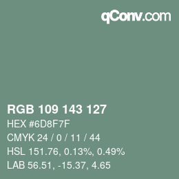 Código de color: RGB 109 143 127 | qconv.com