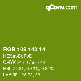Color code: RGB 109 143 14 | qconv.com