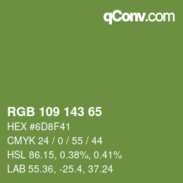 Color code: RGB 109 143 65 | qconv.com