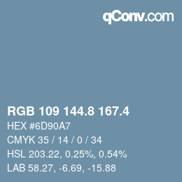 カラーコード: RGB 109 144.8 167.4 | qconv.com