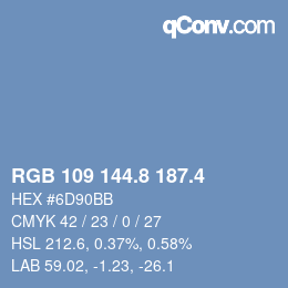カラーコード: RGB 109 144.8 187.4 | qconv.com