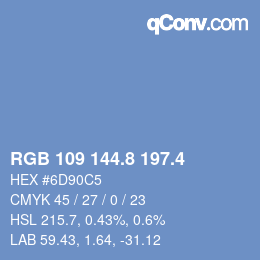 カラーコード: RGB 109 144.8 197.4 | qconv.com