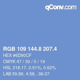 カラーコード: RGB 109 144.8 207.4 | qconv.com