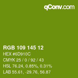 Color code: RGB 109 145 12 | qconv.com