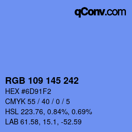 Color code: RGB 109 145 242 | qconv.com