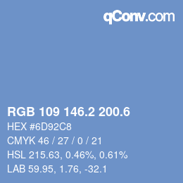 カラーコード: RGB 109 146.2 200.6 | qconv.com