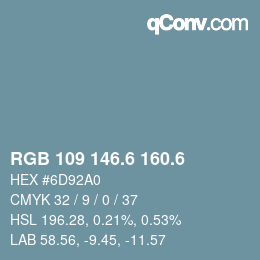 カラーコード: RGB 109 146.6 160.6 | qconv.com