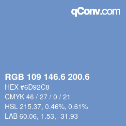カラーコード: RGB 109 146.6 200.6 | qconv.com