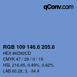 カラーコード: RGB 109 146.6 205.6 | qconv.com