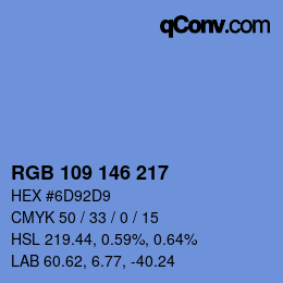 Color code: RGB 109 146 217 | qconv.com