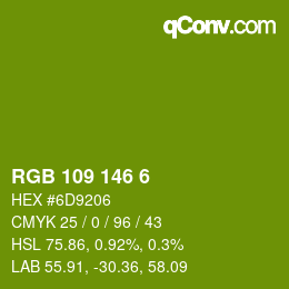 Color code: RGB 109 146 6 | qconv.com