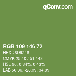 颜色代码: RGB 109 146 72 | qconv.com