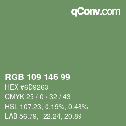 Farbcode: RGB 109 146 99 | qconv.com