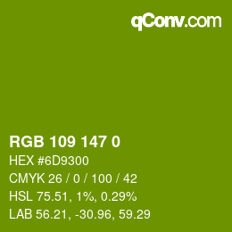 Color code: RGB 109 147 0 | qconv.com