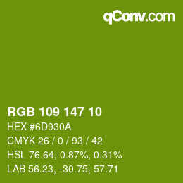 Color code: RGB 109 147 10 | qconv.com