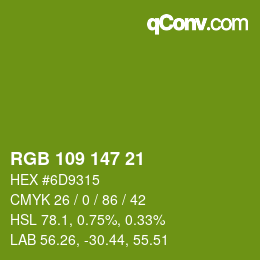 Color code: RGB 109 147 21 | qconv.com