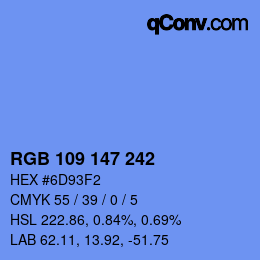 Color code: RGB 109 147 242 | qconv.com