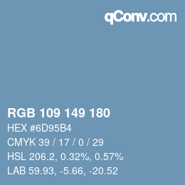 Color code: RGB 109 149 180 | qconv.com