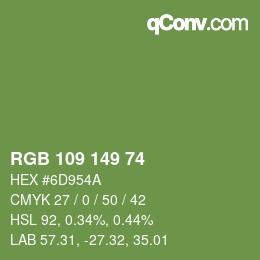 Color code: RGB 109 149 74 | qconv.com