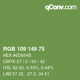 颜色代码: RGB 109 149 75 | qconv.com