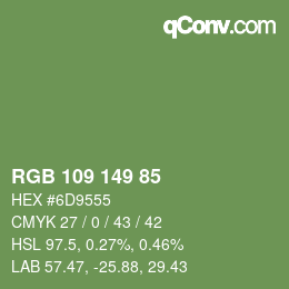 Color code: RGB 109 149 85 | qconv.com