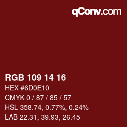Color code: RGB 109 14 16 | qconv.com