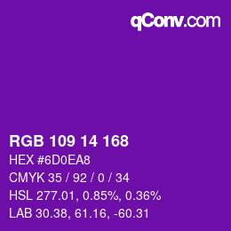 カラーコード: RGB 109 14 168 | qconv.com