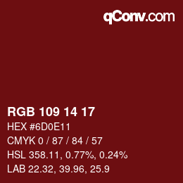 Color code: RGB 109 14 17 | qconv.com