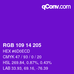 Color code: RGB 109 14 205 | qconv.com