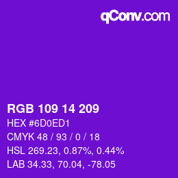 Color code: RGB 109 14 209 | qconv.com