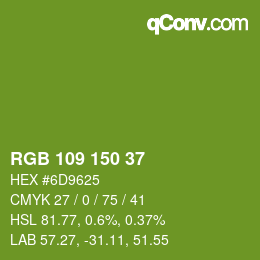 Color code: RGB 109 150 37 | qconv.com