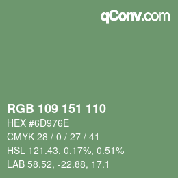 Color code: RGB 109 151 110 | qconv.com