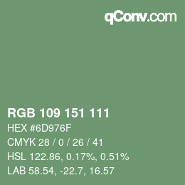 Color code: RGB 109 151 111 | qconv.com