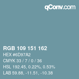 Color code: RGB 109 151 162 | qconv.com