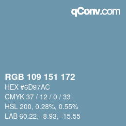 Color code: RGB 109 151 172 | qconv.com