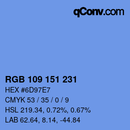 Color code: RGB 109 151 231 | qconv.com