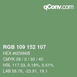 Color code: RGB 109 152 107 | qconv.com