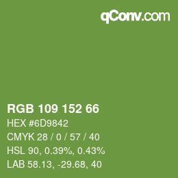 Color code: RGB 109 152 66 | qconv.com