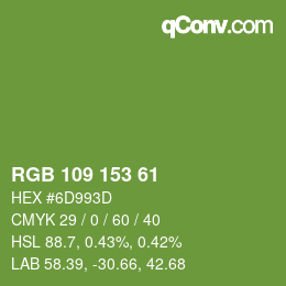 Color code: RGB 109 153 61 | qconv.com