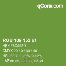 Color code: RGB 109 153 61 | qconv.com