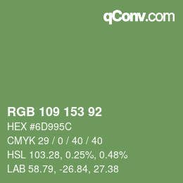 Código de color: RGB 109 153 92 | qconv.com