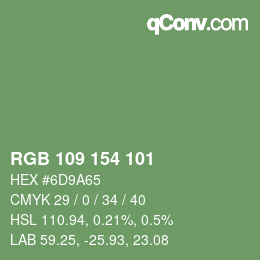 Código de color: RGB 109 154 101 | qconv.com