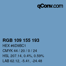 カラーコード: RGB 109 155 193 | qconv.com
