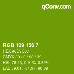 Color code: RGB 109 156 7 | qconv.com