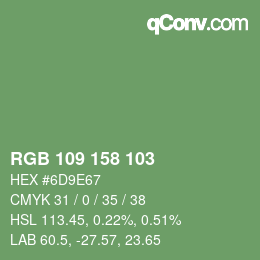 颜色代码: RGB 109 158 103 | qconv.com
