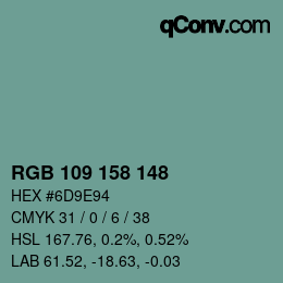 Color code: RGB 109 158 148 | qconv.com